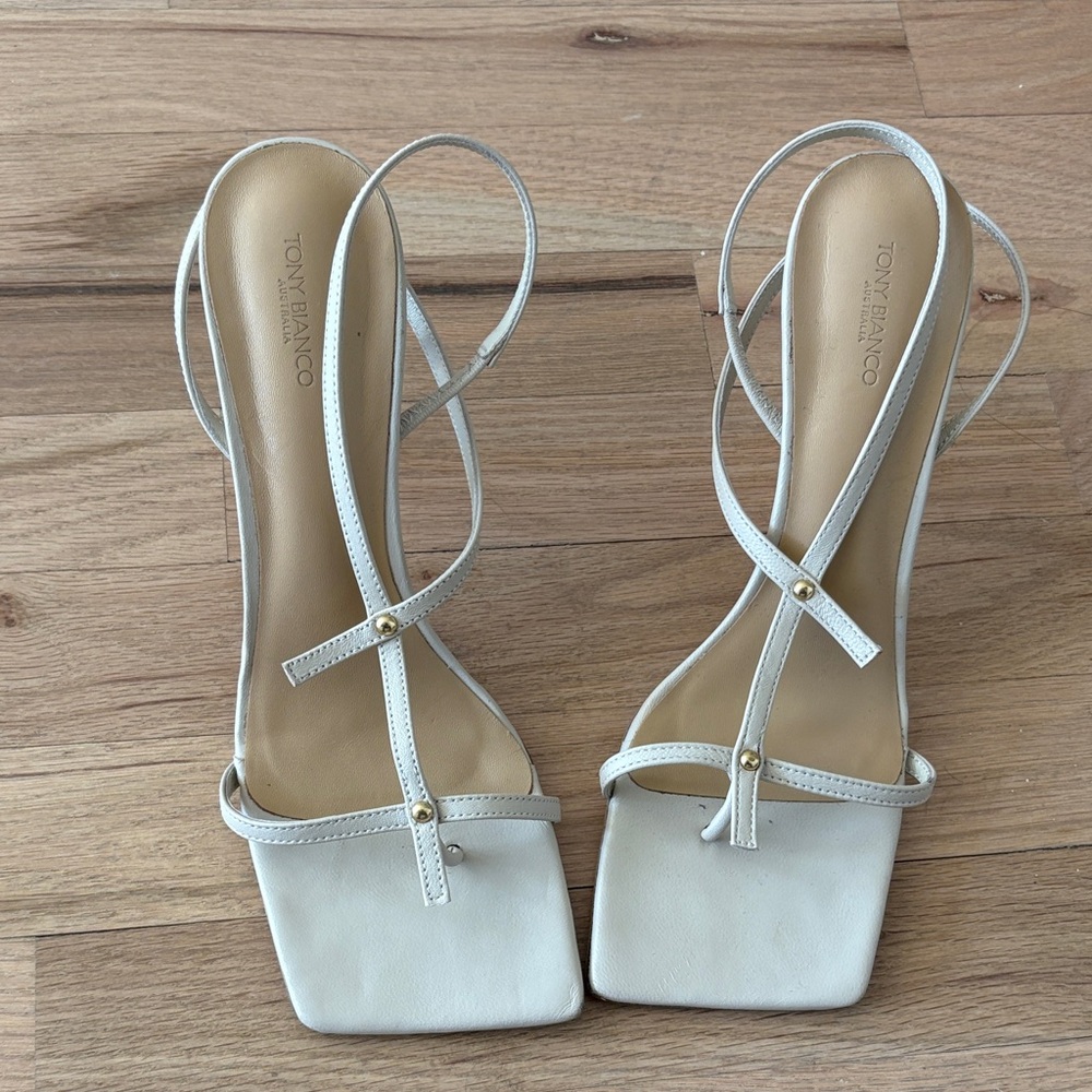 Tony Bianco Cream Strappy Heels